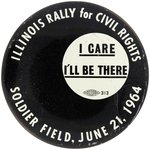 MARTIN LUTHER KING "SOLDIER FIELD" CHICAGO CIVIL RIGHTS RALLY FLYER & BUTTON.