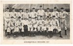 1937 SPRINGFIELD INDIANS TEAM-ISSUED CARD.