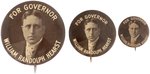 "FOR GOVERNOR WILLIAM RANDOLPH HEARST" TRIO OF 1906 NEW YORK GUBERNATORIAL BUTTONS