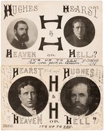 "HEARST AND HUGHES HEAVEN OR HELL?" POSTCARD PAIR.