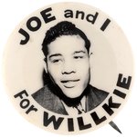 "JOE AND I FOR WILLKIE" REAL PHOTO BOXER JOE LOUIS BUTTON HAKE #2033.