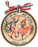 McKINLEY 1898 TRANS MISSISSIPPI EXPOSITION POST WAR PEACE JUBILEE LARGE TWO-SIDED CELLULOID FOB.