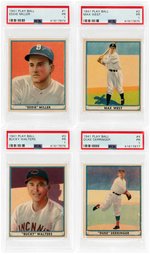 1941 PLAY BALL PSA BASEBALL CARD LOT WITH MILLER/WEST/WALTERS/DERRINGER.