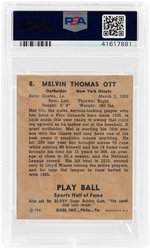 1941 PLAY BALL MEL OTT (HOF) #8 PSA FR 1.5 (MC).