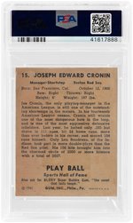 1941 PLAY BALL JOE CRONIN (HOF) #15 PSA FR 1.5.