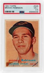 1957 TOPPS BROOKS ROBINSON (HOF) #328 ROOKIE CARD PSA VG+ 3.5.