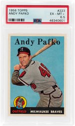 1958 TOPPS ANDY PAFKO #223 PSA EX-MT+ 6.5.