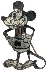 MICKEY MOUSE C. 1930 EARLY GERMAN THIN DIE-CUT TIN W/UNUSUAL STICKPIN REVERSE.