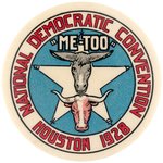 DEMOCRATIC DONKEY AND TEXAS LONGHORN "ME TOO" RARE 1928 SMITH CONVENTION BUTTON.