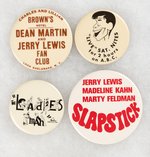 JERRY LEWIS FOUR RARE BUTTONS INCLUDING EARLY BROWN'S HOTEL NAMING BOTH DEAN AND JERRY.