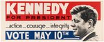 KENNEDY "ACTION COURAGE INTEGRITY" RARE WEST VIRGINIA 1960 PRIMARY POSTER.