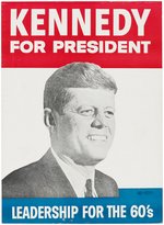 UNUSUAL KENNEDY "LEADERSHIP FOR THE 60'S" CARDBOARD POSTER FROM CALIFORNIA.