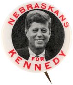 "NEBRASKANS FOR KENNEDY" RARE 1960 PORTRAIT BUTTON HAKE #2073.