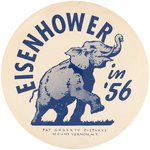 "EISENHOWER IN '56" ENORMOUS ADVANCING ELEPHANT CAMPAIGN BUTTON.