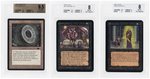 MAGIC THE GATHERING ALPHA/ANTIQUITIES LOT OF THREE BECKETT GRADED 8/9.5.