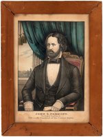JOHN C. FREMONT "CANDIDATE FOR 15TH PRESIDENT" HAND COLORED KELLOGG PRINT.