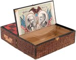 CLEVELAND & HARRISON JUGATE CHECKERBOARD CIGAR BOX.