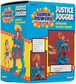 "SUPER POWERS" FOUR CARDED FIGURES - SUPERMAN, FLASH, WONDER WOMAN, GREEN LANTERN & JUSTICE JOGGER.