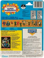 "SUPER POWERS" FOUR CARDED FIGURES - SUPERMAN, FLASH, WONDER WOMAN, GREEN LANTERN & JUSTICE JOGGER.