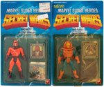 "SECRET WARS" FALCON, HOBGOBLIN & MAGNETO CARDED ACTION FIGURE TRIO & BOXED DOOM CYCLE.