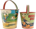 DONALD DUCK & FRIENDS BEACH SCENES SAND PAIL PAIR.