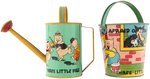 THREE LITTLE PIGS SAND PAIL/SPRINKLING CAN PAIR.