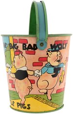 THREE LITTLE PIGS SAND PAIL/SPRINKLING CAN PAIR.