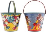 MICKEY & MINNIE MOUSE & NEPHEWS LARGE HAPPYNAK SAND PAIL PAIR.