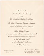 KENNEDY ASSASSINATION "TEXAS WELCOME DINNER" INVITE AND BROADSIDE PROGRAM.