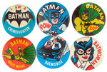 BATMAN SIX BUTTONS FROM THE VERY SCARCE 1” SIZE OF THIS SET.