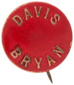 "DAVIS BRYAN" SCARCE 1924 BRASS BUTTON UNLISTED IN HAKE.