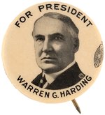 "FOR PRESIDENT WARREN G. HARDING" SCARCE PORTRAIT BUTTON.