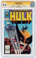 "INCREDIBLE HULK" #340 FEBRUARY 1988 CGC 9.4 NM (HULK VS. WOLVERINE) SIGNATURE SERIES.