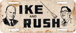 "IKE AND RUSH" WEST VIRGINIA COATTAIL JUGATE LICENSE PLATE ATTACHMENT.