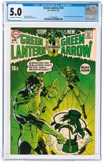 "GREEN LANTERN" #76 APRIL 1970 CGC 5.0 VG/FINE (GREEN LANTERN/GREEN ARROW STORIES BEGIN).