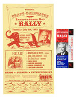 RARE 1963 ITEMS FOR "NATIONAL DRAFT GOLDWATER INDEPENDENCE DAY RALLY" TICKET/POSTER.