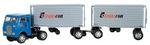 "TRANSCON LINES" BOXED CAB AND DOUBLE TRAILER TRUCK.