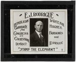 "VOTE FOR HUGHES FAIRBANKS AND RODRIGUE" 1916 LOUISIANA COATTAIL GLASS SLIDE.
