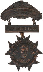 ROOSEVELT "COOK COUNTY REPUBLICAN ROUGH RIDERS CAMPAIGN 1900" HANGING BADGE.