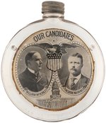 McKINLEY & ROOSEVELT "OUR CANDIDATES" CANTEEN JUGATE UNDER GLASS FLASK.