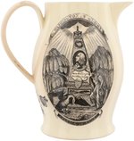 "WASHINGTON IN GLORY" SCARCE MEMORIAL LIVERPOOL CREAMWARE PITCHER.