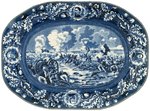 US CIVIL WAR "PICKETT'S CHARGE, GETTYSBURG" DARK BLUE STAFFORDSHIRE PLATTER.