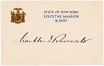 "FRANKLIN D ROOSEVELT" SIGNED "EXECUTIVE MANSION ALBANY" NEW YORK CARD.