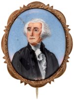 GEORGE WASHINGTON 10K GOLD FRAMED ENAMEL PORTRAIT BROOCH.