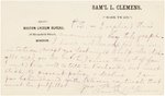 SAMUEL CLEMENS (MARK TWAIN) SIGNED NOTE.