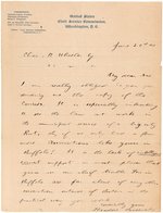 "THEODORE ROOSEVELT" 1892 SIGNED LETTER ON CIVIL SERVICE COMMISSION LETTERHEAD.