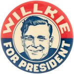 "WILLKIE FOR PRESIDENT" SMILING FACE BUTTON.