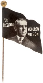 RARE "FOR PRESIDENT WOODROW WILSON" PORTRAIT CELLO FLAG STICKPIN.