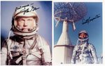 NASA ASTRONAUTS JOHN GLENN AND SCOTT CARPENTER SIGNED PHOTO PAIR.