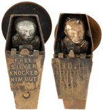 McKINLEY: ANTI-BRYAN 1896 & 1900 MECHANICAL COFFIN LAPEL STUD PAIR.